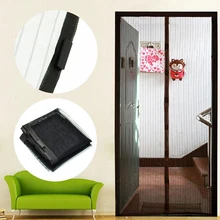 High Quality Door Curtain Magic Hands-free Screen Door Mesh Summer Mosquito Net Curtain Polyester Door Curtain Black 210cm*100cm