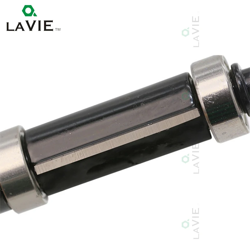 LAVIE 1pcs 1/4 6.35mm Double Bearing Straight Trim Router Bit Trimming Knife Milling Cutter Carbide Flush Woodworking MC01037