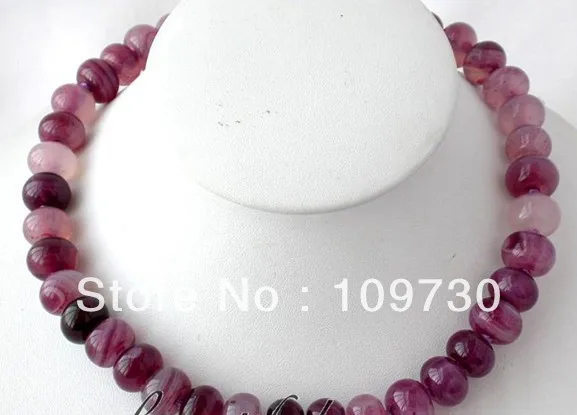 

Jewelry 0012270 17" 14mm nature purple rondelle agate bead necklace