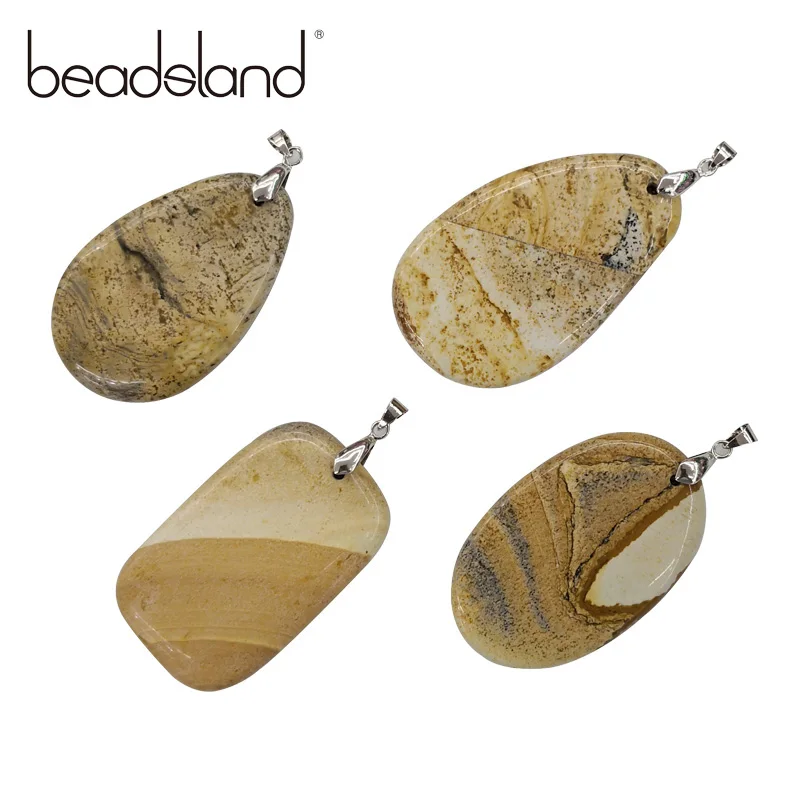 

Beadsland Natural Stone Semiprecious Stone Picture Stone Pendant DIY Necklace For Women Gift 35*50mm 38592