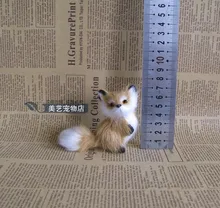 simulation fox toy model handicraft plastic fur mini 9x8cm brown fox home decoration toy Xmas gift