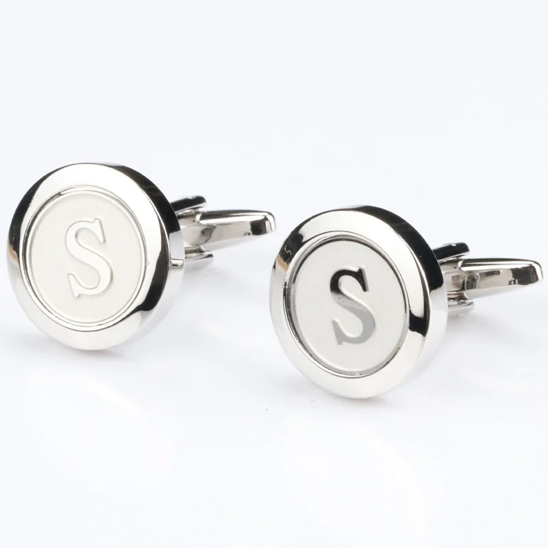 Mens Classic Initial Cufflinks Alphabet Letter silver Cufflinks Formal ...