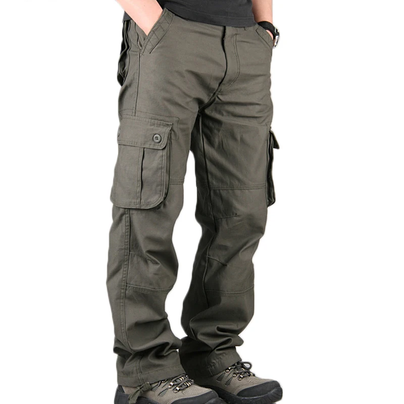 Мужские брюки-карго из хлопка с несколькими карманами, военные тактические мужские штаны, уличная одежда, прямые брюки, верхняя одежда, длинные брюки для мужчин, 29-44