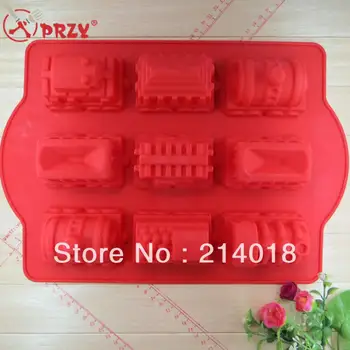 

9hole train Large silicone cake mold Birthday cake mould Baby favorite train mold cake pan (si046)