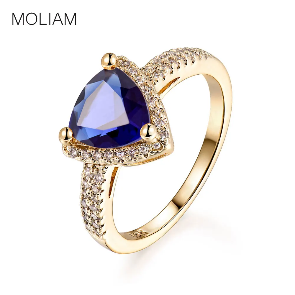 

MOLIAM Ladies Ring 2017 Fashion Trendy Blue/Yellow/White Cubic Zirconia Triangle Stone Rings Engagement Jewelry MLR371-MLR373