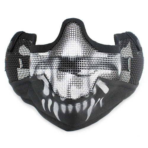 ActionUnion тактическая страйкбол полумаска для лица стальная проволока низкоуглеродная Металлическая Сетка защитные маски уличная CS с защитой ушей - Цвет: WB