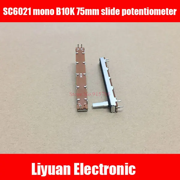 

20pcs SC6021 mono B10K 75mm slide push-pull potentiometer dimming Taiwan mixer fader B103