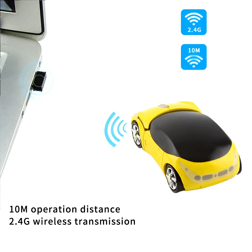 2,4 ГГц Беспроводная мини-мышь классический автомобиль Форма мыши 1600 Точек на дюйм 3D милый оптическая компьютерная мышь с USB приемник для ноутбука Desktop