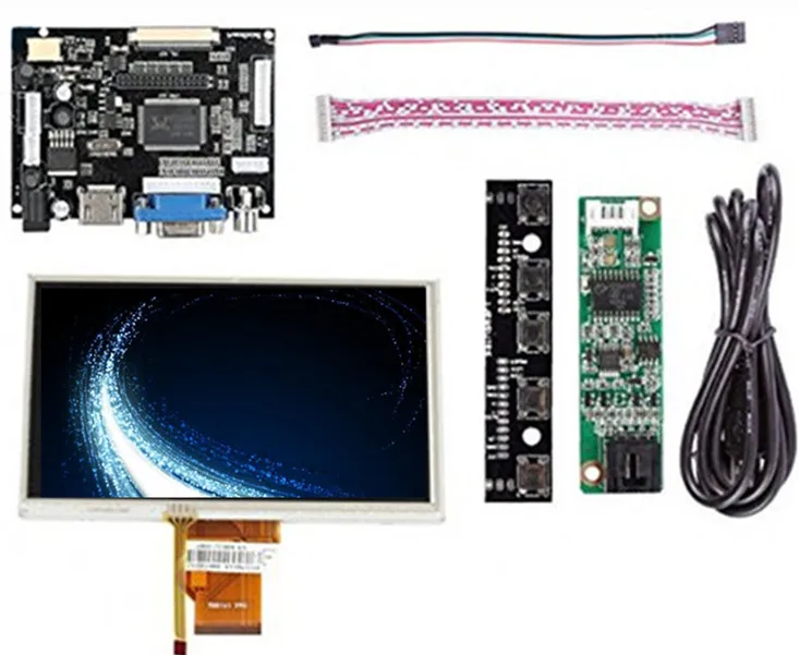 Skylarpu 7''inch LCD Display Touch Screen TFT Monitor AT070TN90 with HDMI VGA Input Driver Board Controller for Raspberry Pi Set