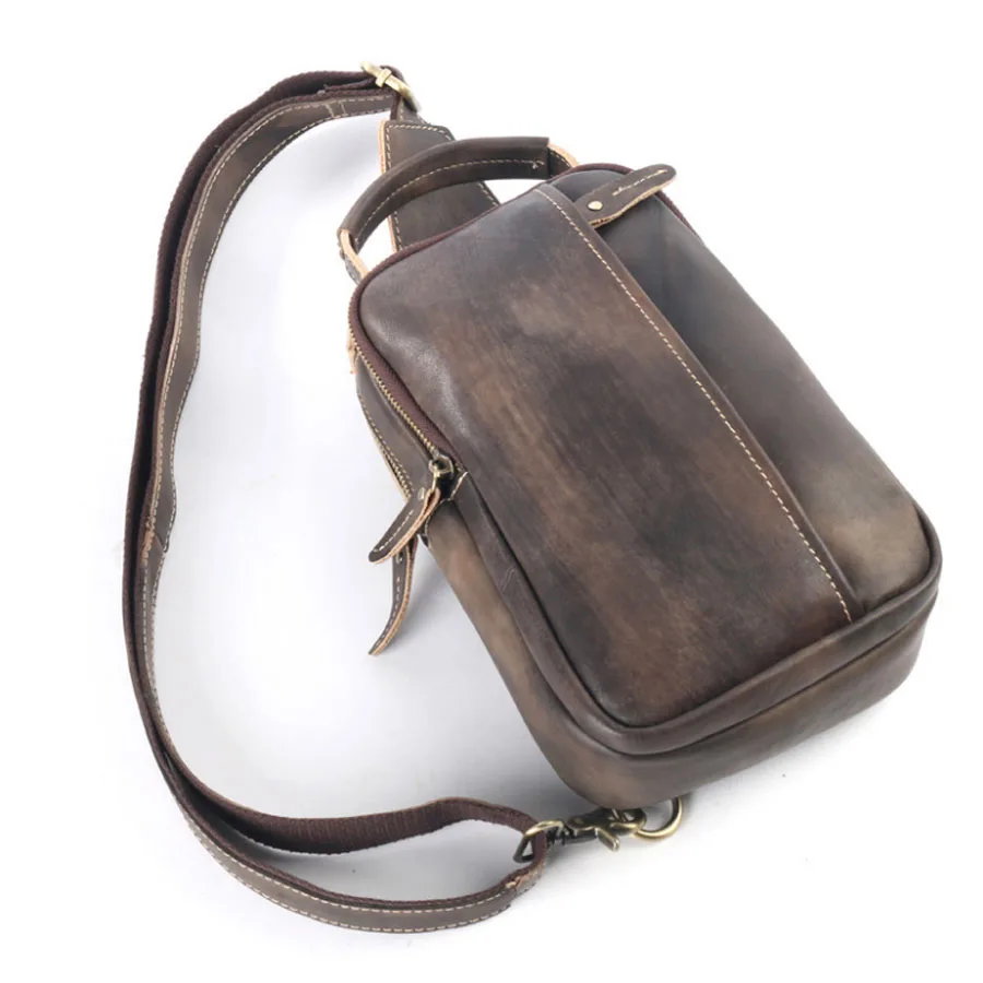 New Vintage Cowhide Men Single Shoulder Messenger Bag Travel Casual Crossbody Bags Male Genuine Tanned Leather Sling Chest Bag New Vintage Cowhide Men Single Shoulder Messenger Bag Travel Casual Crossbody Bags Male Genuine Tanned Leather Sling Chest Bag