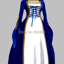 Готический синий и белый евро корт принцесса платье ведьмы женский костюм