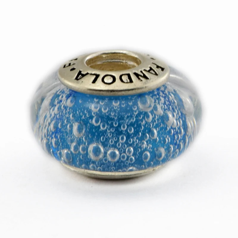 DIY Подходит для Pandora шармы браслеты муранские стеклянные бусины стерлингового серебра 925-ювелирные изделия