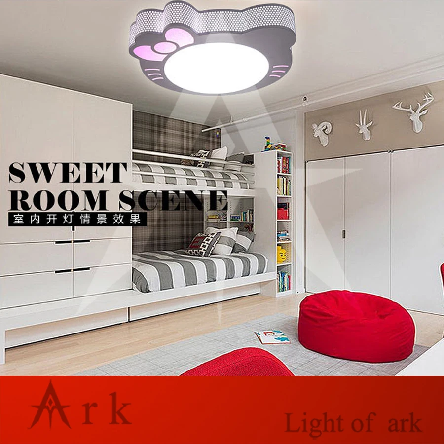 

Remote Control Modern LED Ceiling Lamp Kitty cat Children's Lights White/Pink 18W SMD LED Electrodeless Dimmable Lighting