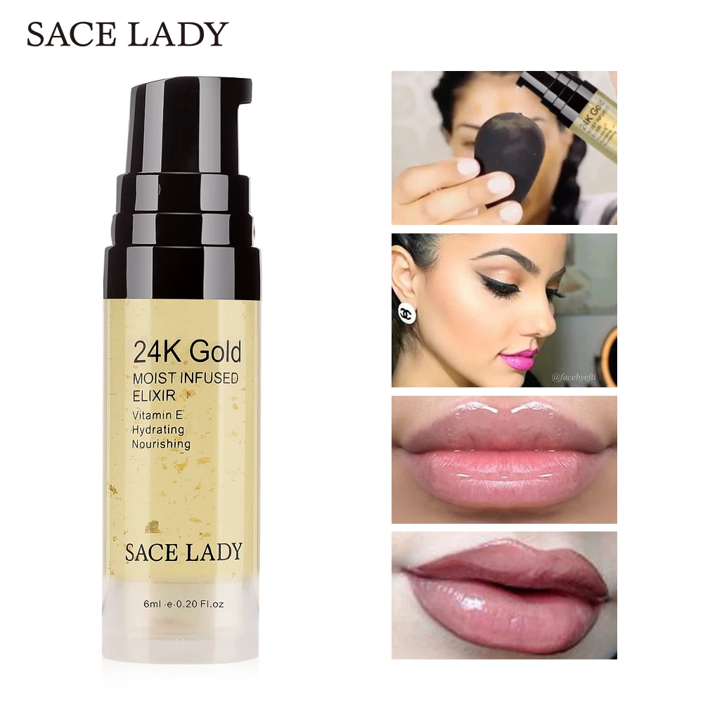 SACE LADY 24K золотое масло для макияжа лица Грунтовка увлажняющая макияж 6 мл основа