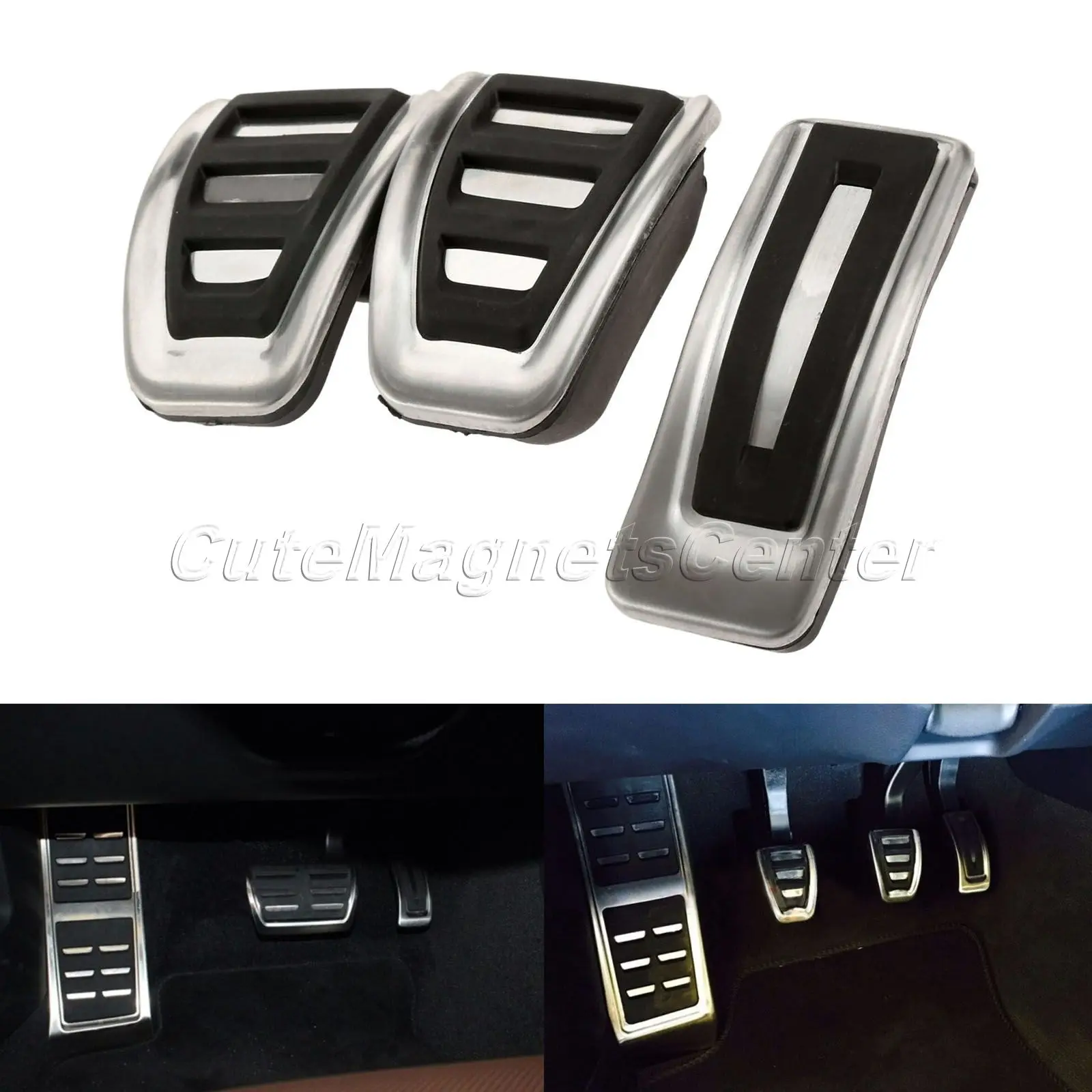 Car Accessories No Drilling Stainless Steel Brake Pedal +Clutch Pedal