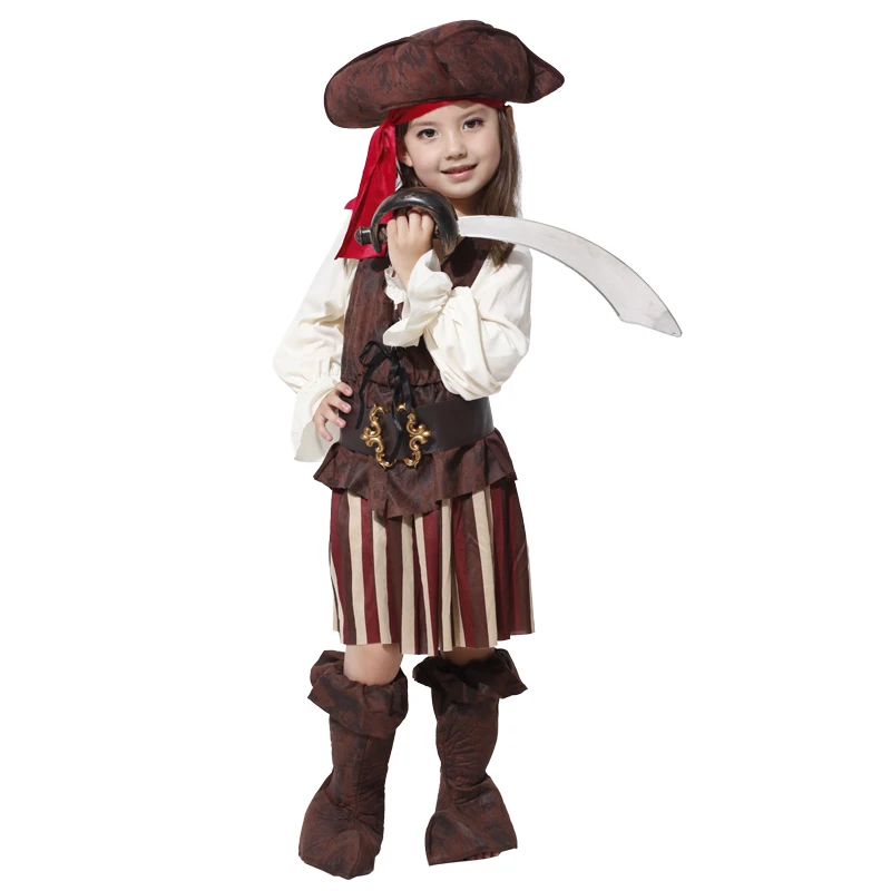 

Child Kids High Seas Pirate Costume for Girls Fancy Dress Halloween Purim Carnival Party Costumes