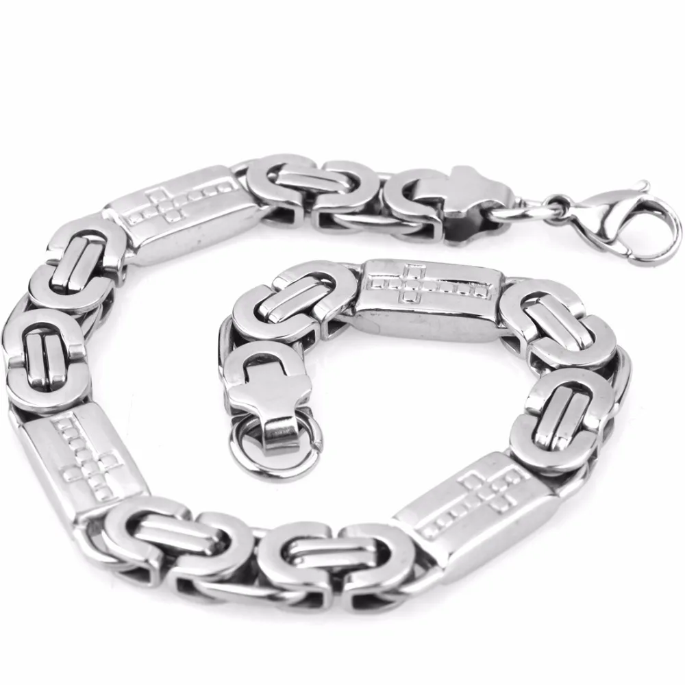 Модные мужские ювелирные изделия набор серебро 316L нержавеющая сталь Византийская цепь ювелирные наборы крутое ожерелье браслет браслеты мальчик ювелирные наборы