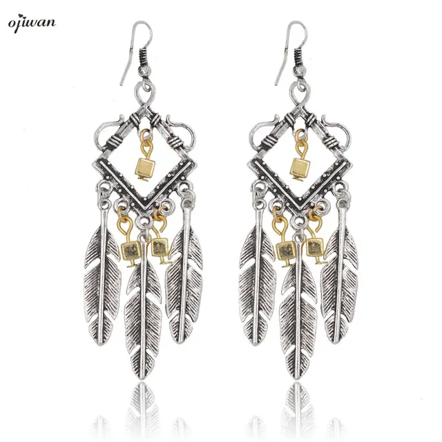 Aritos Tribal Earrings Women Jewelry Gypsy Hippie Boho Chic Aritos Tribal Earrings Women Jewelry Gypsy Hippie Boho Chic Indian American Feather Chandelier Cow