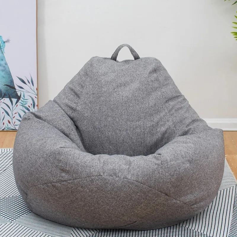 Günstige 1 stück Große Kleine Faul Sofas Abdeckung Stühle Ohne Füllstoff Leinen Tuch Liege Sitz Sitzsack Hocker Puff Couch Tatami wohnzimmer