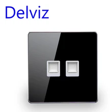 RJ45 розетка настенная компьютерная панель, CAT5E сетевой модуль, двойной разъем rj45, кристальная стеклянная панель кабель 2 порта сетевой интерфейс розетка