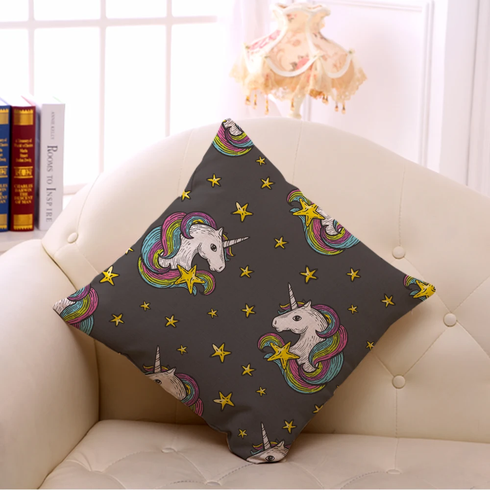 Чехол для подушки из хлопка и льна с рисунком единорога|cushion cover|cushion cover patternpattern