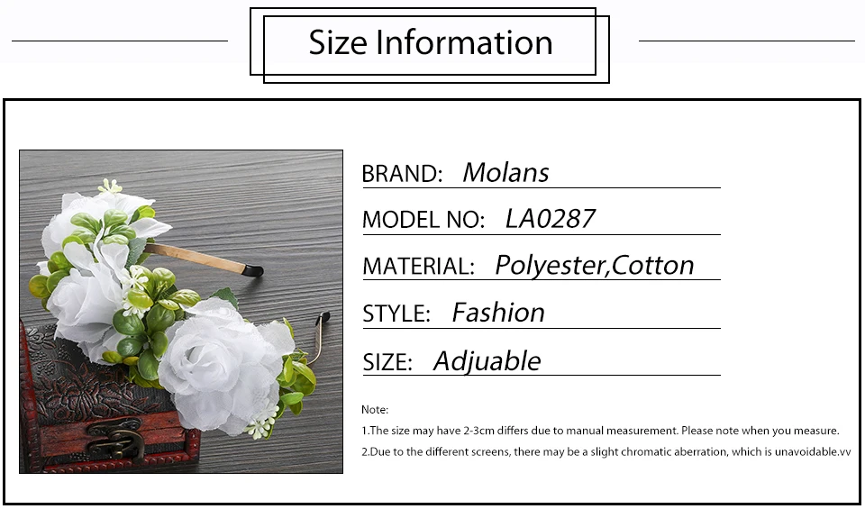 MOLANS Women Lace Rose Lovely Leaf Flower Crown Lady's Wedding Festival Flower Headpiece Fabric Handmade Flower Halo