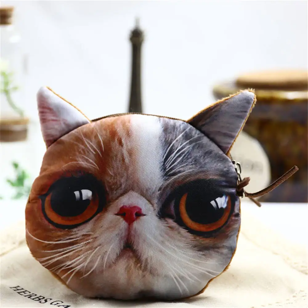 

DUDINI  Persian Cat Small Coin Purse Animal Money Wallet Polyester Zipper Money Bag Women Men Coin Wallet