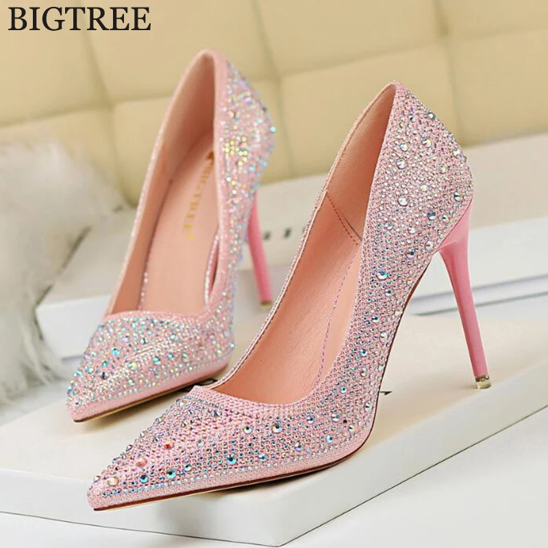 

2019 women's fashion high heels sexy female rhinestone shoes c436