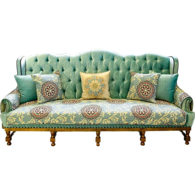 Fashion soft antislip stof sofa matten groen blauw sofa cover slip ... Badeværelse 2 kvadratmeter