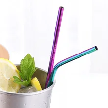 100 шт/партия Быстрая Радуга Красочные нержавеющей стали 304 соломинки 100 шт/партия длина 215 мм диаметр 6 мм