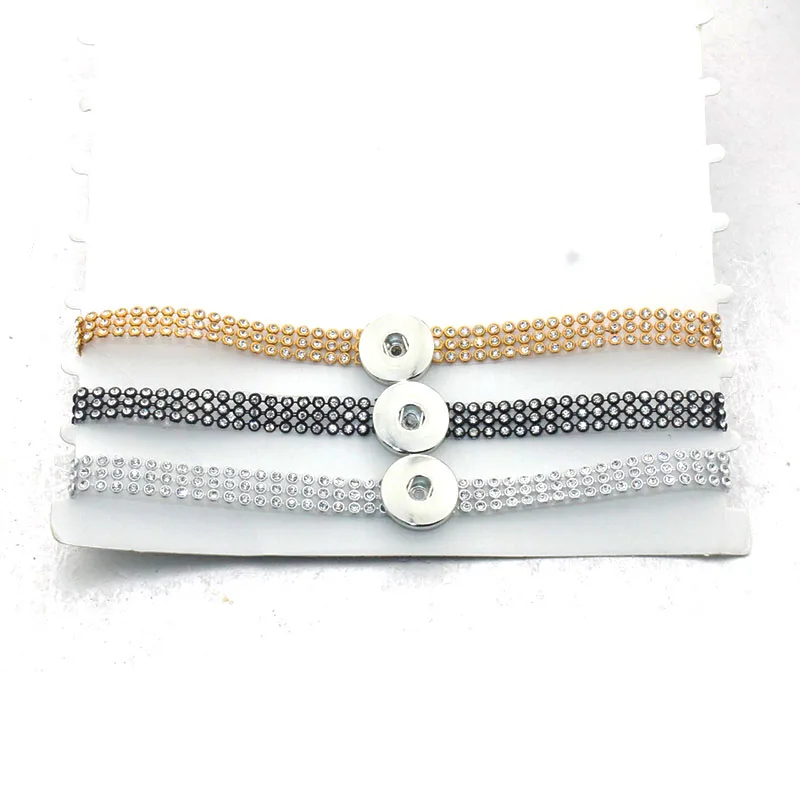 

32CM-37CM Women's Choker torques 18mm snap button Crystal necklace boho bohemian necklaces & pendants Unisex DIY Jewelry 5075