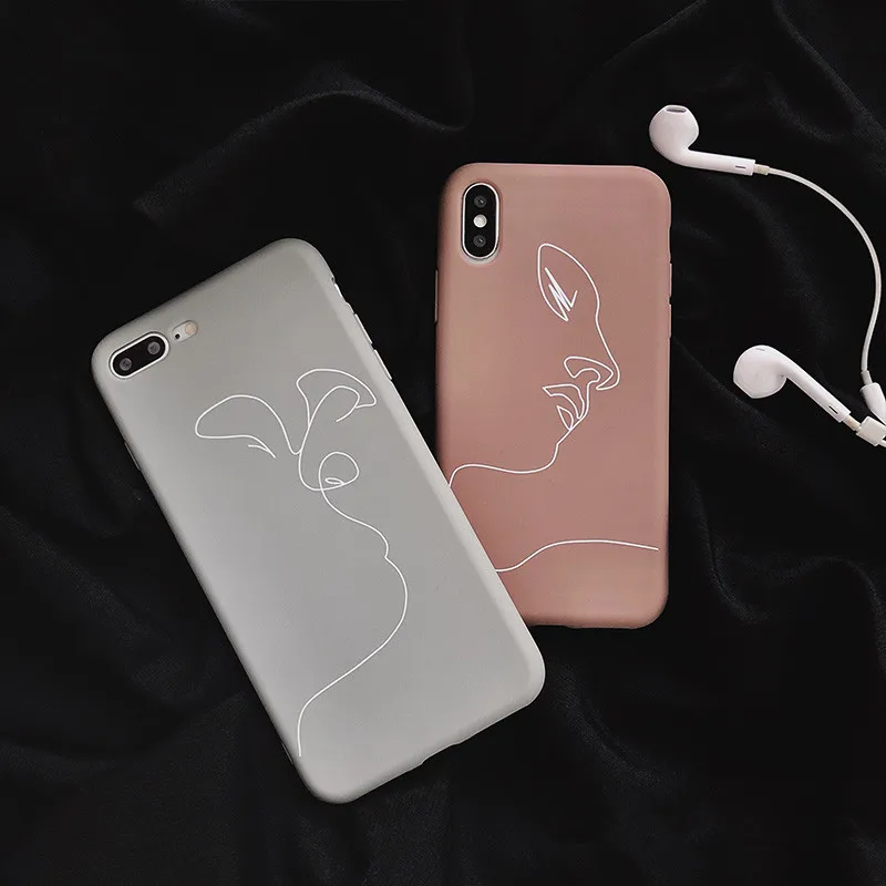 Корейский модный простой Линейный чехол для телефона coque iphone 7 8 6s 6 plus ретро