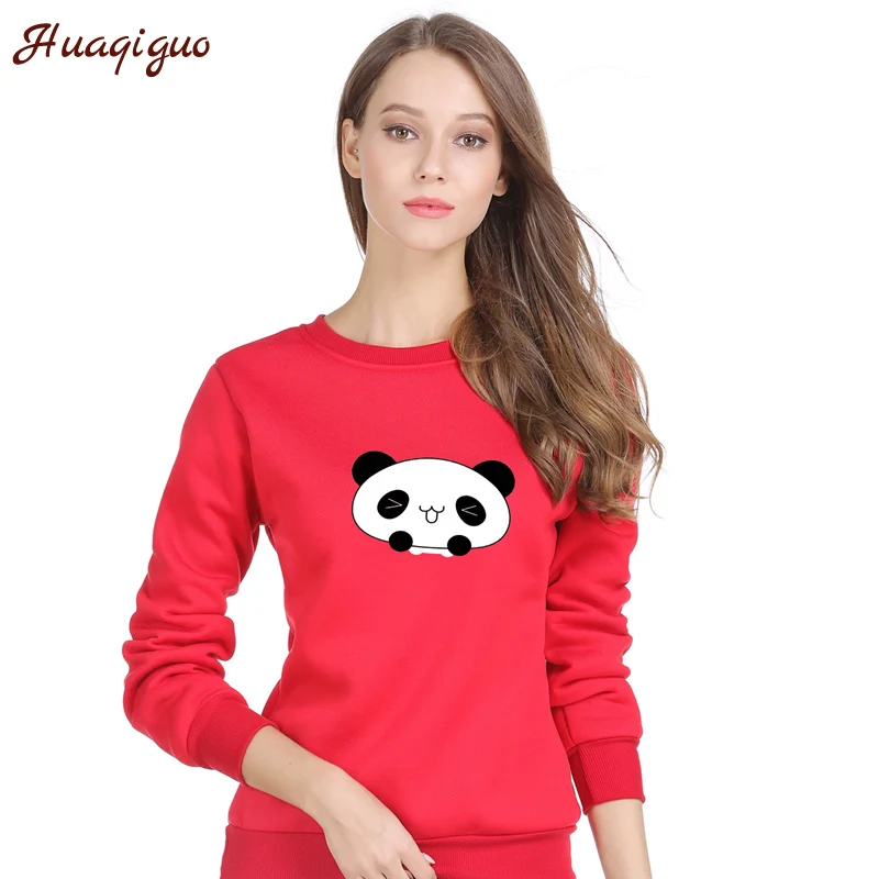 

2017 Women Hoodies Autumn Lovely Anime Character Panda Head Printed Sweatshirt Thickening Fleece Harajuku Winter Pullover