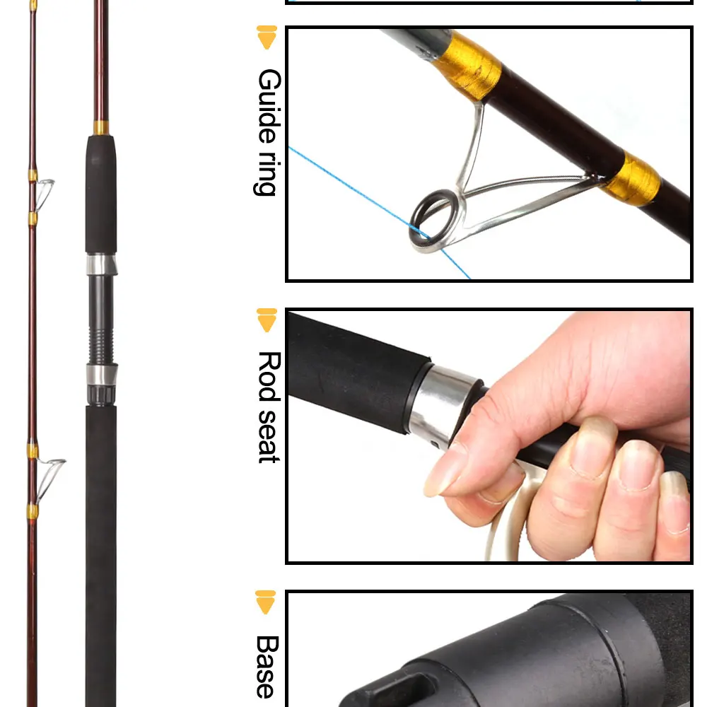 1,8 м или 2,1 м сверхмощная лодка удочка Супер жесткий плот соленой воды джигинг стекло Троллинг удочка тест вес 20 кг