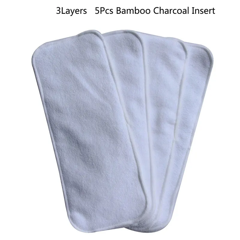 Многоразовые подгузники бамбуковый угольный вкладыш двойные вставки без протекающих вкладышей детские тканевые подгузники