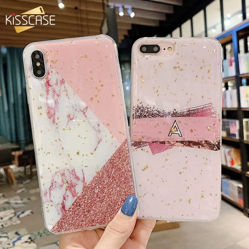 KISSCASE роскошный золотой фольги Bling чехол для iPhone 7 Plus 8 чехлы 6S 6 XS Max XR X Capinhas Coque |