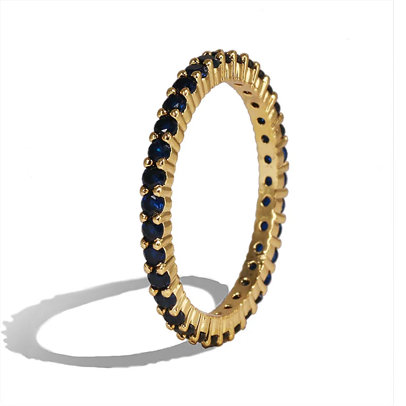 Высококачественное классическое разноцветное обручальное кольцо с кубическим цирконием для женщин, Серебряное Золотое кольцо с австрийским кристаллом, цветные кольца с фианитами - Цвет основного камня: blue