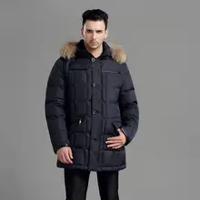 City class herren winter dicke warme daunenjacke echte waschbär Pelzmode Langen Mantel Ente Unten Stehen Kragen Abnehmbare Kapuze 13226
