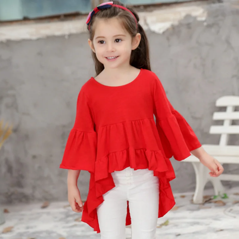 Moda niños niñas Ruffled cómodos trajes de algodón Top niños ropa bonita elegante princesa ropa _ - AliExpress Mobile