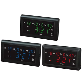 

12/24 Hours Digital LED Alarm Clocks Desktop Clock Big Number Lcd Display Temperature Date Week Month Table Clock High Quality