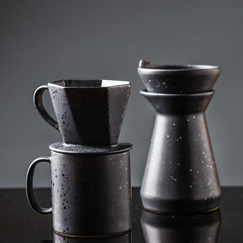 

Newest 2 In 1 Ceramic Coffee Filter Cup Pot Mug Set Reusable Pour Over Coffee Dripper Funnel Basket With Paper Filter Gift Set