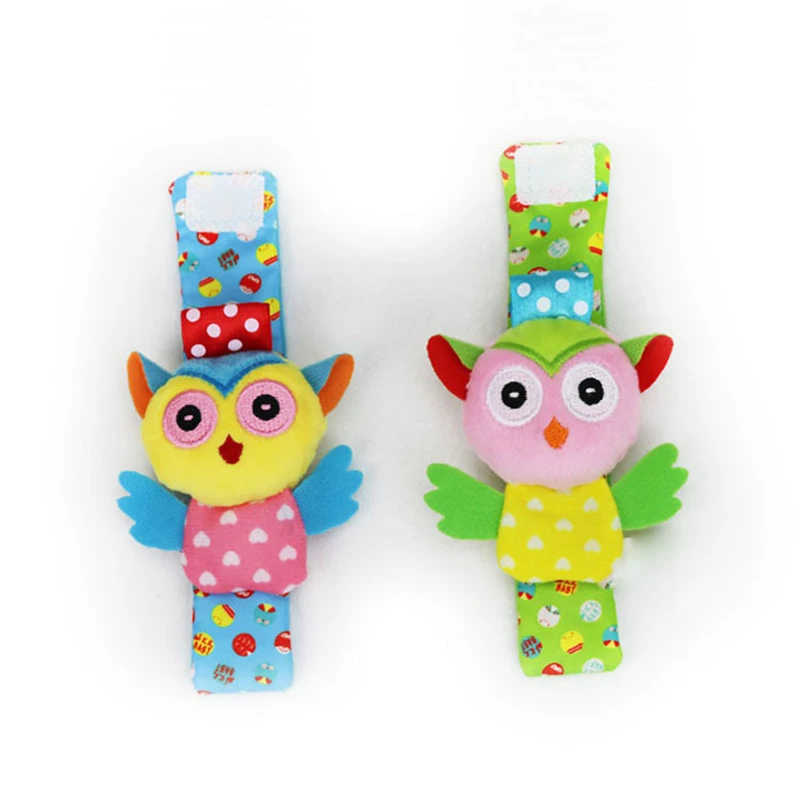 Детские игрушки-погремушки для новорожденных 0-12 месяцев, детские мягкие носки с совами, погремушки на запястье, обучающая игрушка