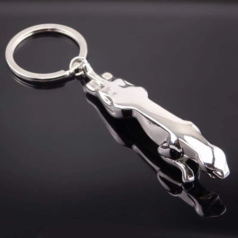 

NEW Fashion Car Auto Logo Jaguar Keychain Stylish Alloy Leopard Key Chain Silver Animal Sport Key Rings