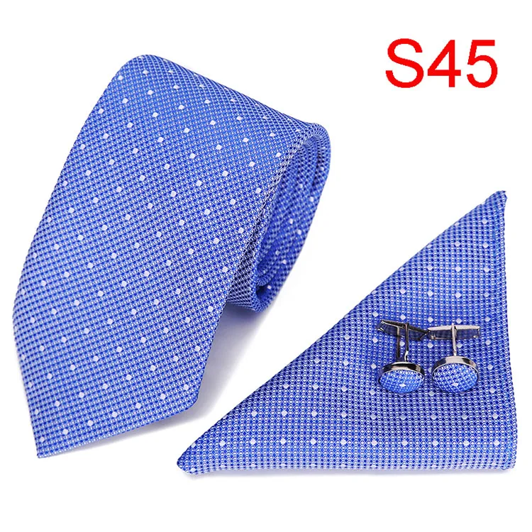 Кравать синий Пейсли Полосатый галстук, носовой платок, запонки комплекты Для мужчин 100% шелк формальный свадебный вечерний для жениха