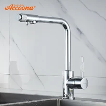 Фильтр Accoona, кухонный кран, Твердый латунный водопроводный кран, кухонный смеситель для раковины, однорычажный смеситель для питьевой воды, кран A5179-3