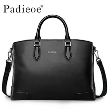 Padieoe 2016 New Fashional Men’s Business Briefcase Fashion Men’s Genuine Leather Bag Real Cow Leather Laptop Bag for Men