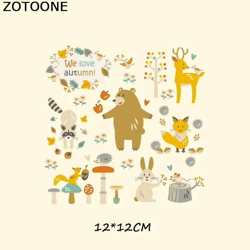 ZOTOONE Cute Cartoon Animal Patches for Clothing Iron on Transfers DIY Accessory Decoration Print on T-shirt Jeans for Children
