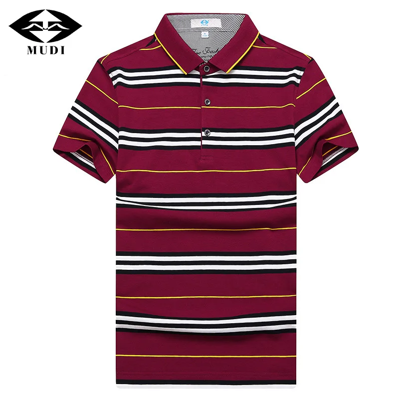 MUDI New Striped Polo Shirt Men Brand Clothing Fashion Button Shirt