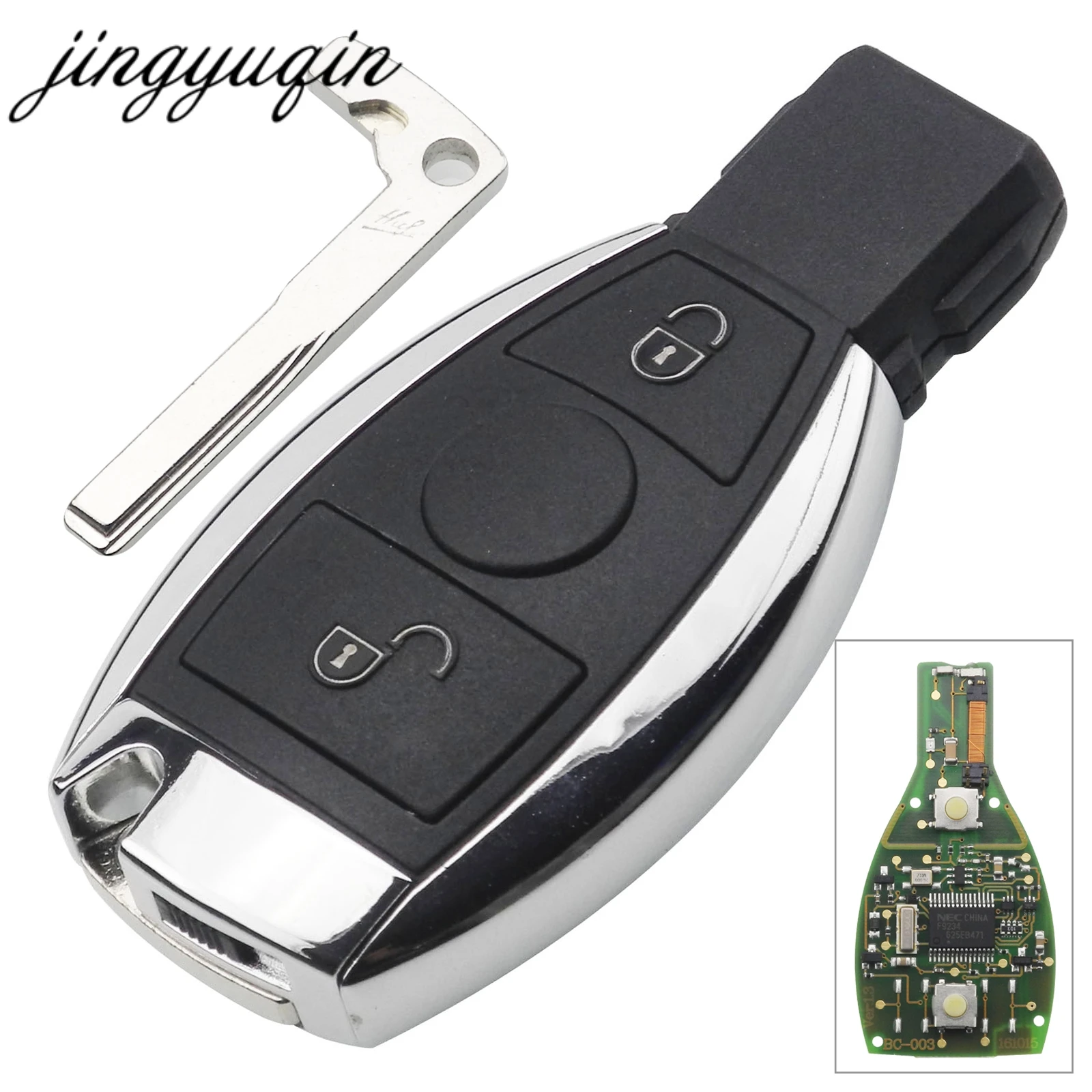 jingyuqin BGA Style 2 Buttons Keyless Entry Remote Car Key 433MHz for MB Mercedes for BENZ E S After 2000 Key Fob Replacement jingyuqin BGA Style 2 Buttons Keyless Entry Remote Car Key 433MHz for MB Mercedes for BENZ E S After 2000 Key Fob Replacement