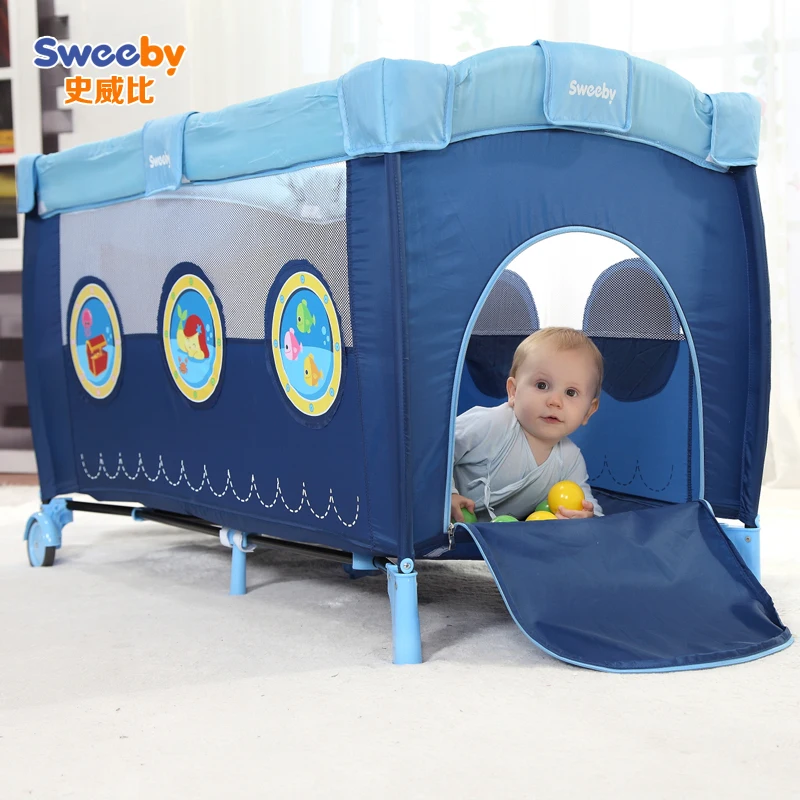 Baby Beds Rushed Real En Sor Trolley Metal 2016 Eco-friendly Multifunctional Folding Baby Crib Infant Bed Playpen Sleep Game  Wholesale Mother & Kids